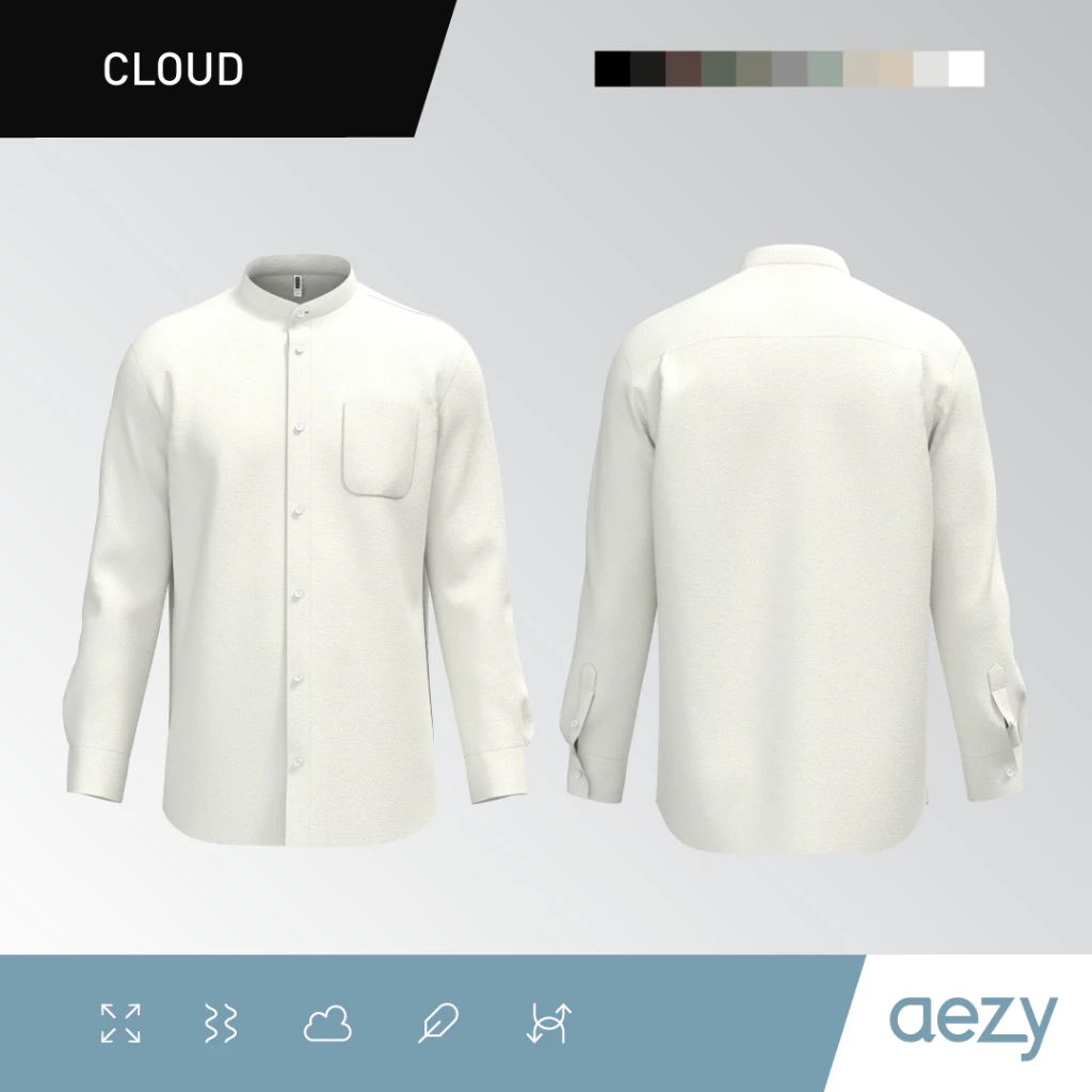 KEMEJA AEZY STAND COLLAR LONG SLEEVE